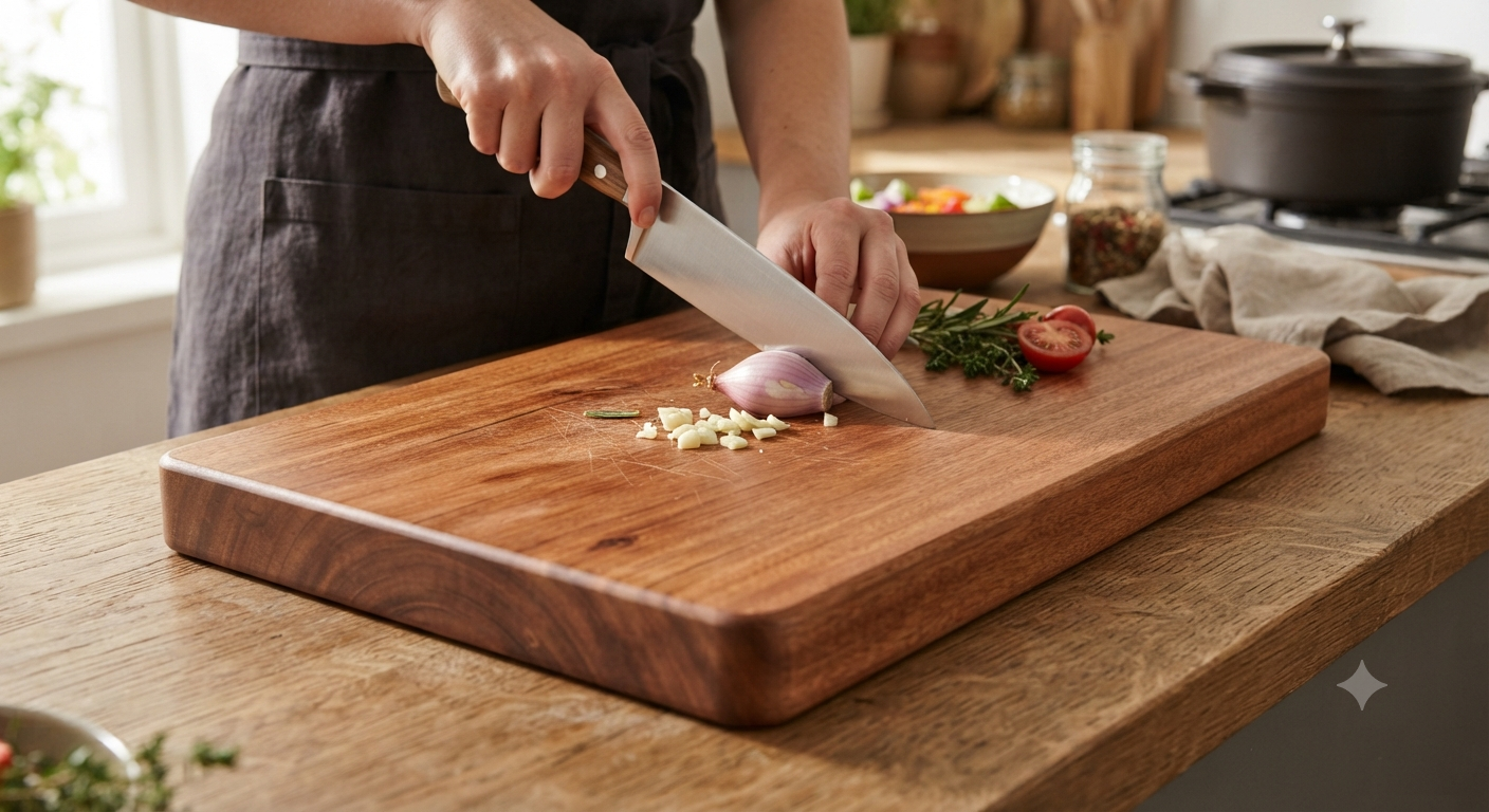 Bề Mặt Thớt Gỗ Xà Cừ: Cứng Cáp, Ít Trầy Xước và Đẹp Mắt